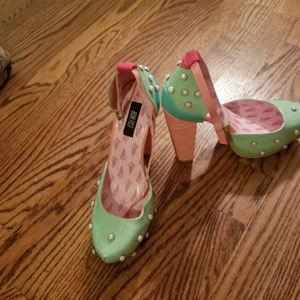 Iron Fist teal and pink pumps
